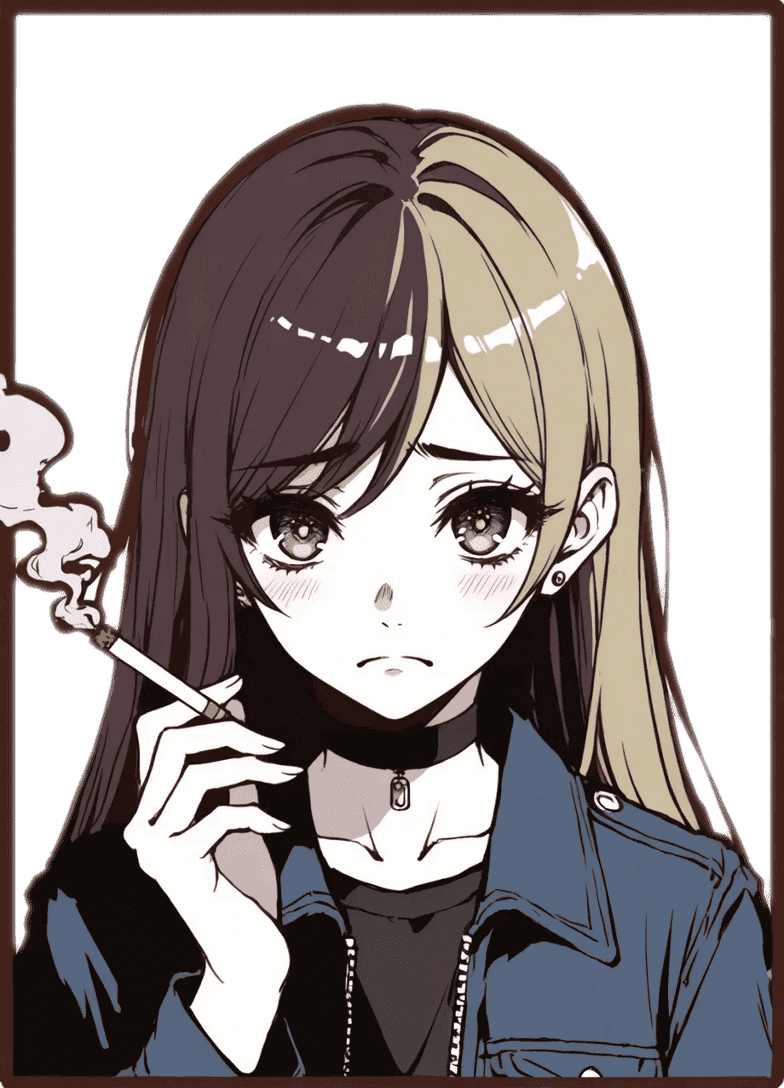 A Girl Smoking Illust Free