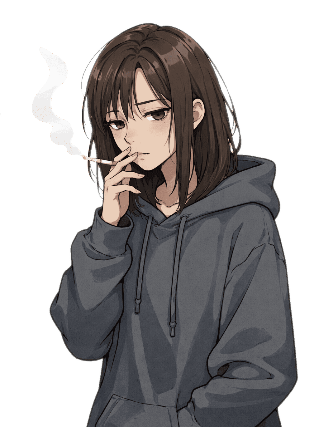 A Girl Smoking Illust Png