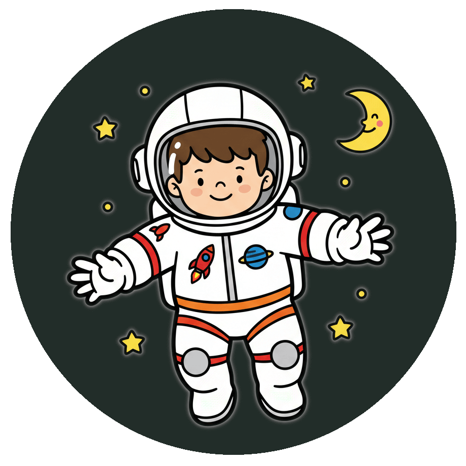 Cartoon Astronaut boy in Space Png Sticker