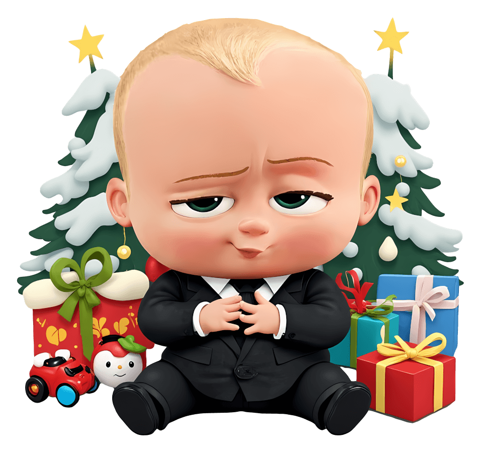 Cartoon Boss Baby With Christmas Gifts Png Image