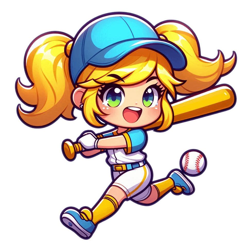 Cartoon Girl Player Baseball Illustration Download