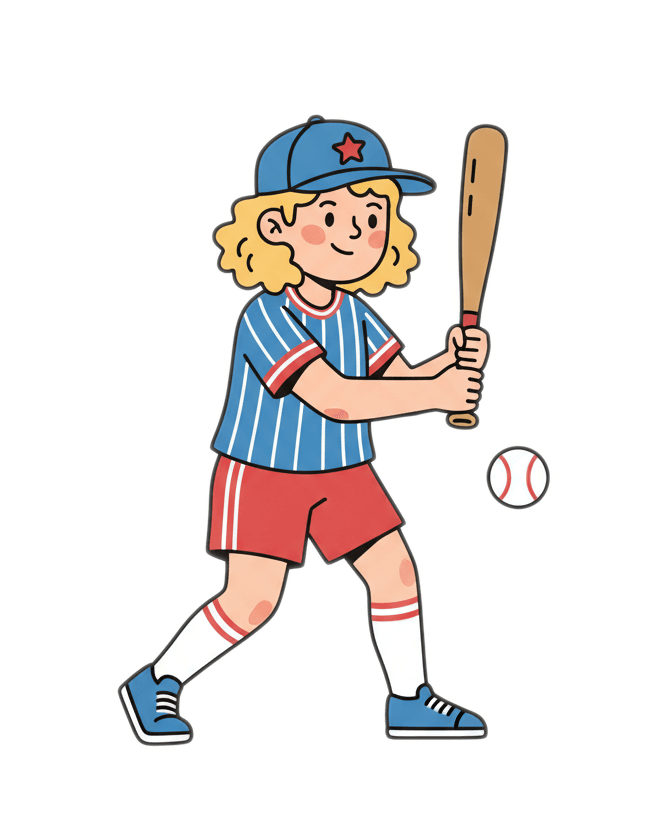 Cartoon Girl Player Baseball Illustration Png