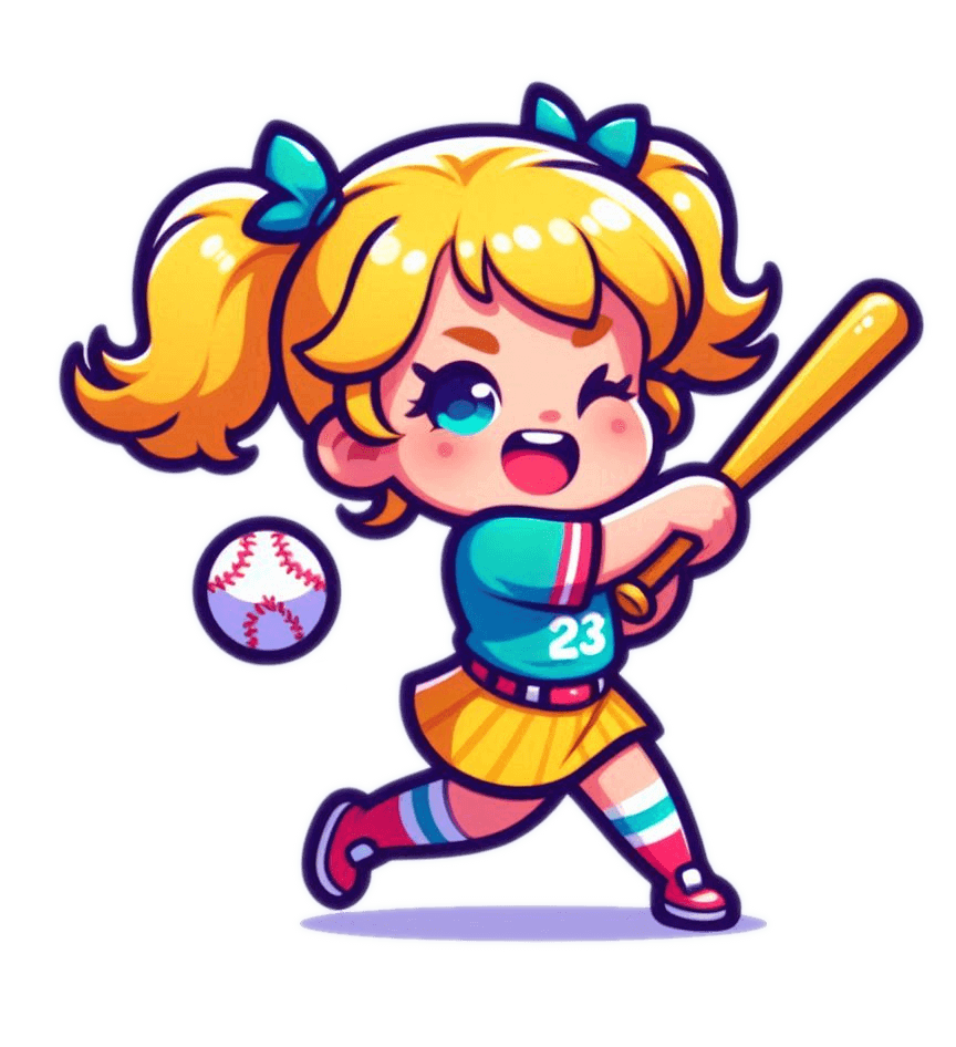 Cartoon Girl Player Baseball Illustration Free