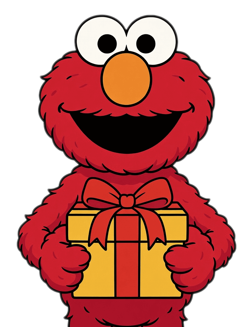 Elmo and Gift Box Png Download