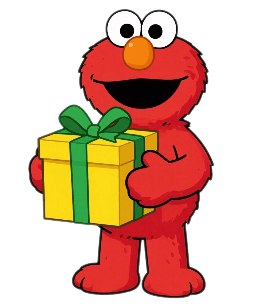 Elmo and Gift Box Png Free