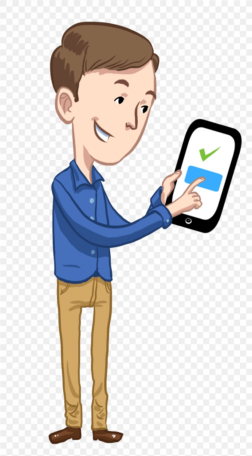 Fun Man holding Mobile png