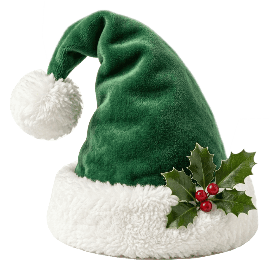 Green and White Christmas Hat Png Download