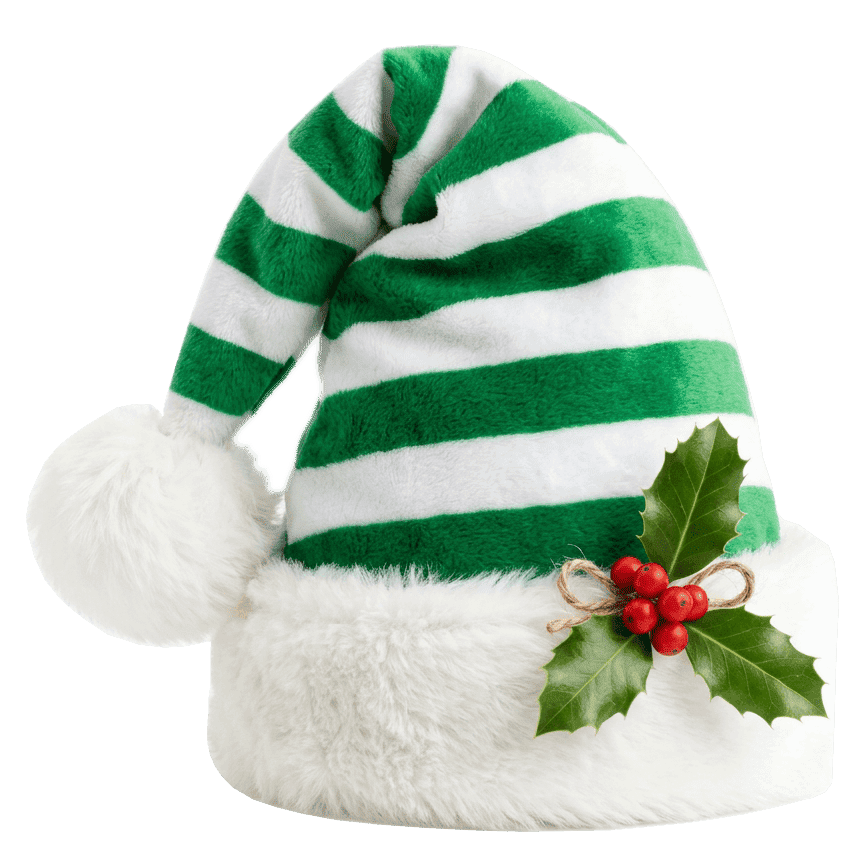 Green and White Christmas Hat Png Image
