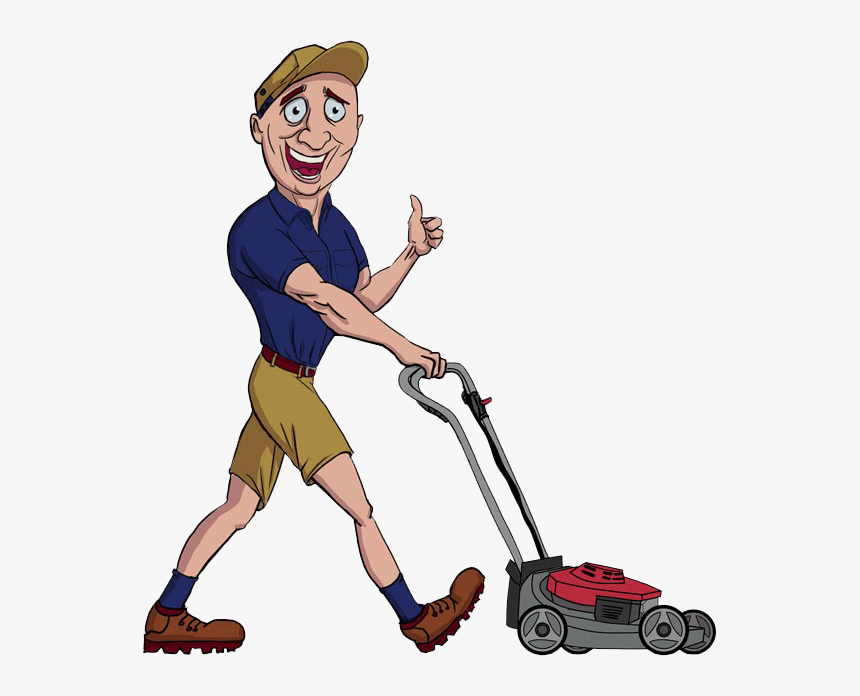 Man Fun using Lawn Mower png