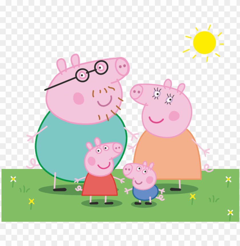 pepa-pig-family-with-sun-png-download-free-at-gpng-net