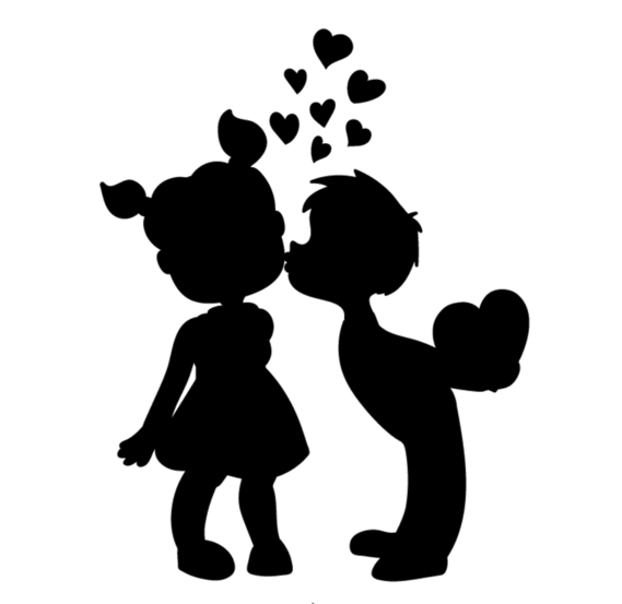 Silhouette Couple Kiss Love Png Free